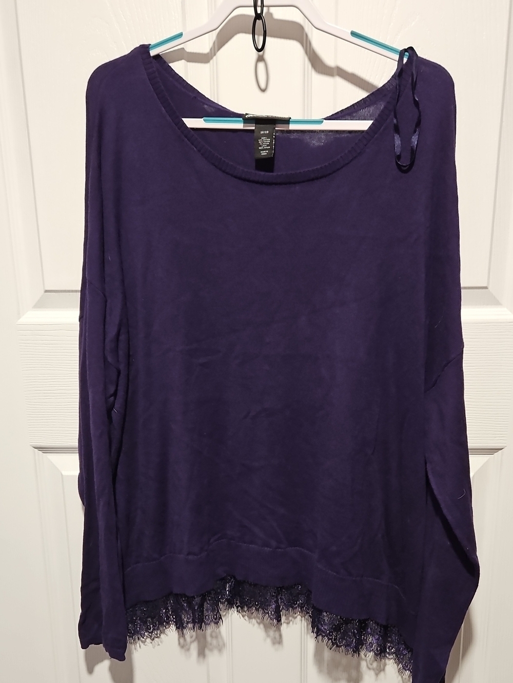 H&M Deep Purple Lace-Hem Long Sleeve Pullover